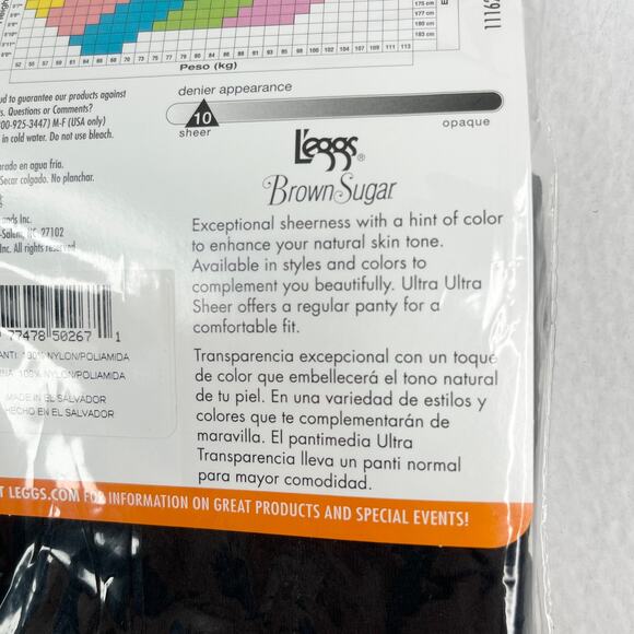 Lot of 2 L'eggs Brown Sugar Ultra Sheer Pantyhose M/T Jet Black Sandalfoot New - Picture 8 of 13